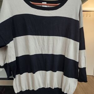 Design History Navy and Cream Striped Hoodie